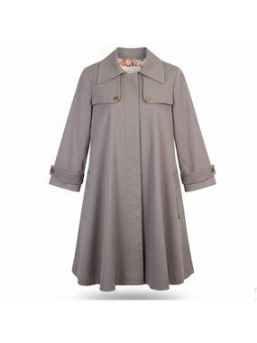 Rachel Roy Womens Grey Flared Trench Coat With Floral Lining Size XS